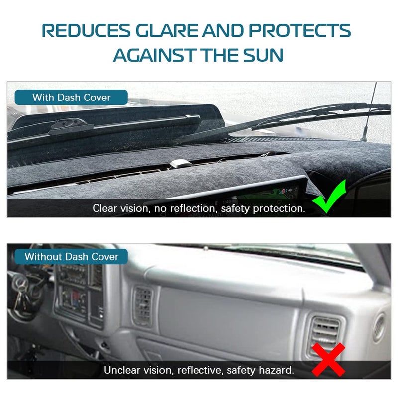 KEDAKEJI Black Dash Cover Fit Compatible with 2007-2014 Chevy Tahoe, Avalanche, Suburban, GMC Yukon/Yukon XL, Sierra & Silverado LTZ, Dashboard Cover Carpet - Image 4